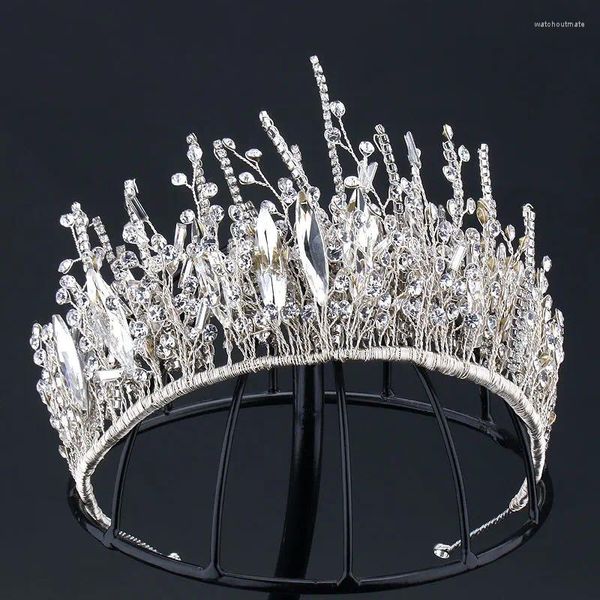 Fermagli per capelli Corona di cristallo Fasce per capelli grandi Strass fatti a mano Ramo ombra Sposa Accessori da sposa Gioielli 2024 Alla moda