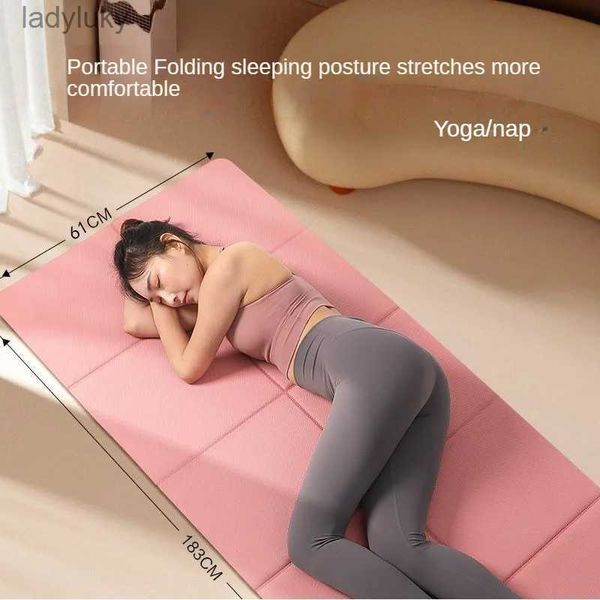 Yogamatten, faltbar, umweltfreundlich, TPE, faltbar, für Reisen, Fitness, Trainingsmatte, doppelseitig, rutschfest, für Yoga, Pilates, Bodentraining, L240118