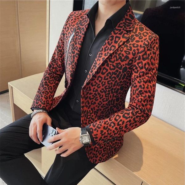Jaquetas masculinas clássico leopardo impressão blazer jaqueta casual sexy casamento smoking moda outono 2024
