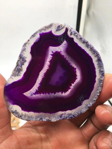 Dekorative Figuren 78-88 mm lila Achat natürlicher einzigartiger Quarzkristall Druzy Gestein dünne Scheiben.
