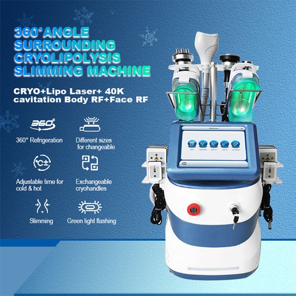 Máquina portátil de criolipólise 360, vácuo, rf, congelamento de gordura, lipo, perda de peso, redução de celulite