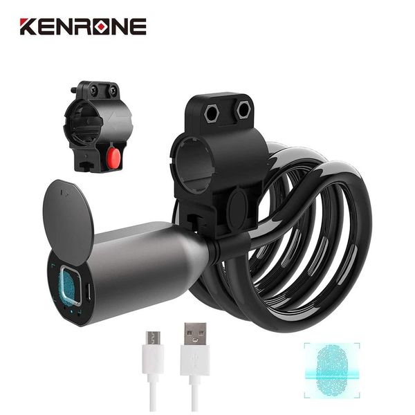 Lucchetti KENRONE Smart Fingerprint Bike Lock Sicuro Antifurto Heavy Duty Accesso rapido Sblocco biologico per motociclette senza chiave