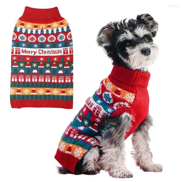 Vestuário para cães Natal roupas para animais de estimação camisola inverno quente malhas roupas para cães pequenos bonito impressão filhote de cachorro gato traje casaco