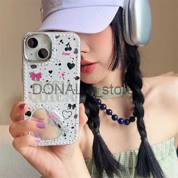 Capas de telefone celular INS Rich Quick Letter Splash Ink Phone Case para iPhone 14 13 12 11 Pro Max Cute Love Heart Mirror Silicone À Prova de Choque Soft Cover J240118