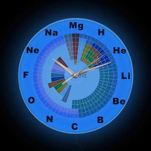 Настольные часы Химические символы Современные светодиодные настенные часы для школы Химия Декор Искусство Периодическая таблица элементов Светодиодные ночные часы YQ240118