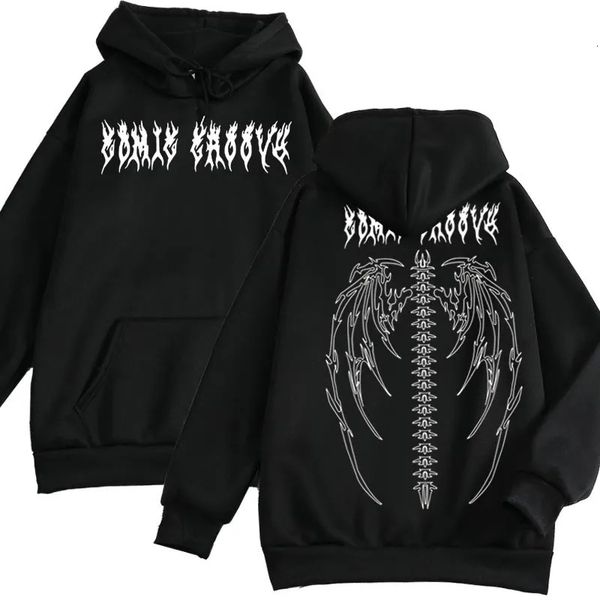 Frauen Hoodie Y2K Gothic Skeleton Böse Flügel Drucken Oversize Mit Kapuze Tops Paar Kleidung Hip-Hop Mann Streetwear Sweatshirt 240117