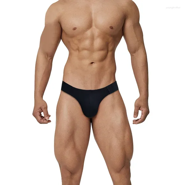 Cuecas masculinas com fio de algodão em relevo design cintura clássica e simples cuecas jovens calças triangulares masculinas ad761
