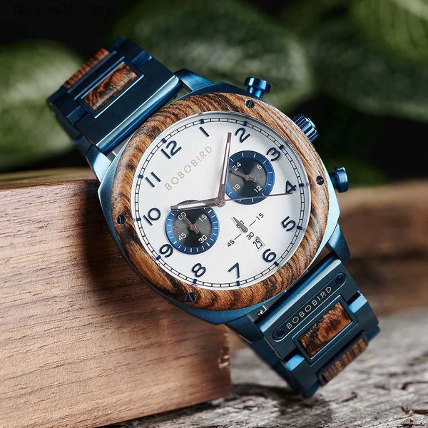 Andere Uhren BOBO BIRD 2023 Neue Luxus-Sport-Quarz-Herrenuhr, wasserdichtes Chronographen-Armband mit Kalender, leuchtende Zeiger, individuelles Geschenk Q240118