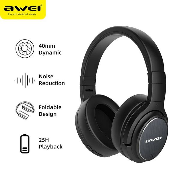 Наушники Awei A950BL Bluetooth-наушники Музыкальная гарнитура ANC Наушники с активным шумоподавлением Hi-Fi Беспроводная игровая гарнитура с микрофоном