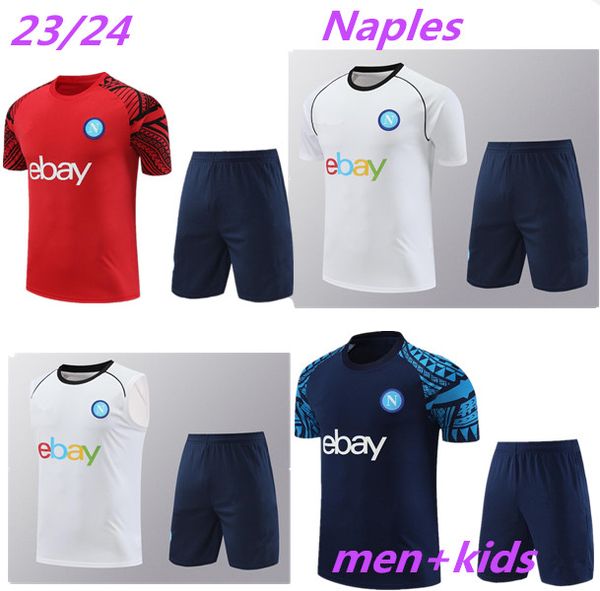 23 24 Maglia Napoli Костюм с короткими рукавами Футбольные майки 23 24 Kids SSC Napoli Бег с коротким рукавом Strike Drill Футбольная тренировочная рубашка Мужская футбольная майка