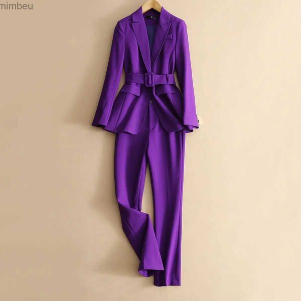Женские костюмы, пиджаки 2020, осенний женский фиолетовый простой пиджак для работы, офиса, женский костюм, пиджак, пальто, модный профессиональный костюм и одиночный пиджакL240118