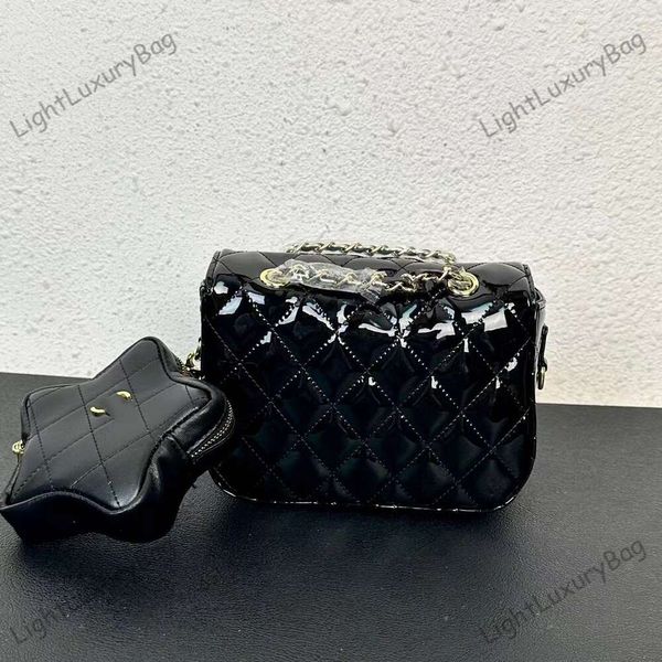 Quality Designer -Tasche Fünfer spitzer Star Twin Chain Bag Spiegelmaterial Flip -Tasche lässig vielseitig ein Schulter -Cross -Body -Tasche 240506