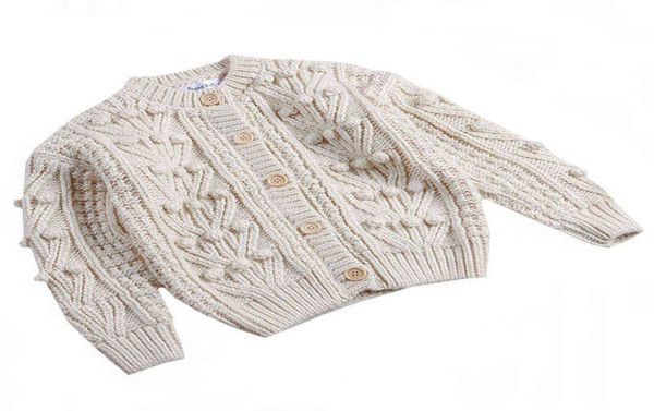 Stile coreano Autunno Inverno 110 anni Cardigan per bambini maglioni cappotto tinta unita fatto a mano palla di lana neonate cardigan in maglia L2207199868804