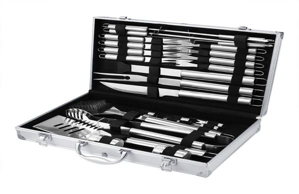 Utensílios para churrasco grelhar conjunto saco kit de aço inoxidável acessórios utensílio acampamento ao ar livre cozinhar tools2848347