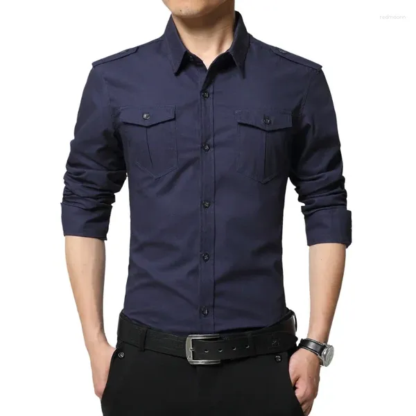 Мужские повседневные рубашки, корейская модная осенняя хлопковая классическая рубашка с длинным рукавом, мужская военная тактическая мужская рубашка большого размера 5XL