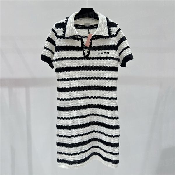 Abiti polo lavorati a maglia a righe Gonne casual per donna Gonna a maniche corte Abito da spiaggia stile vacanza estiva