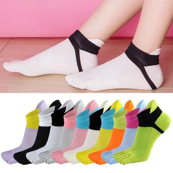 Frauen Socken Sommer Frau Mädchen Baumwolle Helle Farbe Mesh Atmungsaktive Deodorant Unsichtbare Zehen Socke Calcetines Divertidos