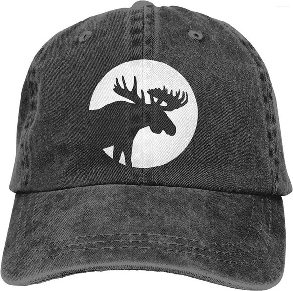 Ball Caps Linzsfe Unisex Moon Sahne Moose Beyzbol Kapağı Ayarlanabilir Şapka Denim Baba Kovboy
