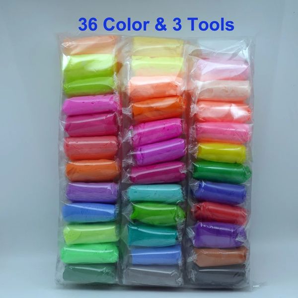 36 cores ar seco plasticina modelagem argila educacional 5d brinquedo para crianças presente jogar massa luz playdough slimes crianças polímero 240117