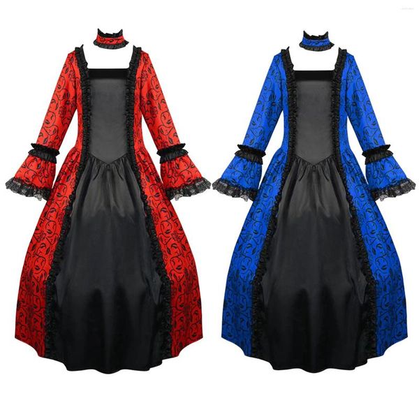 Vestidos de menina halloween gótico meninas longo rendas babados cinto vestido medieval clássico manga vestido robe crianças cosplay traje