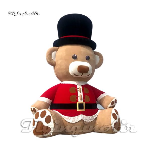 wholesale 6 m 19,7 Fuß großer aufblasbarer Braunbär-Weihnachtskarikatur-Tiermodell aus Plüsch, niedlicher Luftblasen-Teddybär-Maskottchen-Ballon für die Weihnachtsdekoration im Freien