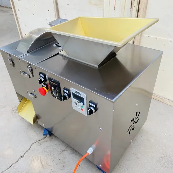 Automatische hochwertige Knödel-Pizza-Teigausrollmaschine und Runder-Teigball-Maschine zum Schneiden von Teigteilern