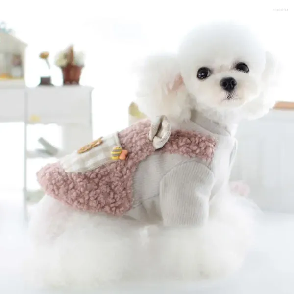 Vêtements de chien épais doux veste pour animaux de compagnie confortable vêtements d'hiver motif ours conception à deux pattes plaid coton Teddy bikini panda pour petit