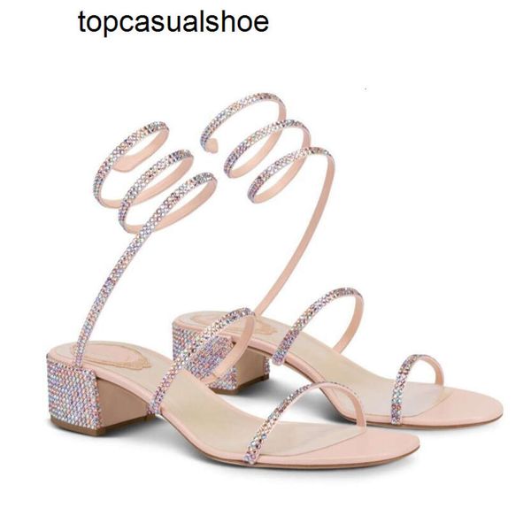 JC Jimmynessity Choo Elegant Ayakkabılar Sandals Roman Düşük Topuklu Kadınlar İçin Düşük Topuklu Kadınlık Glitter Sole Pompalar Klasik Caovilla Wrap Kristal Gelin Partisi Düğün Yüksek Topuklu