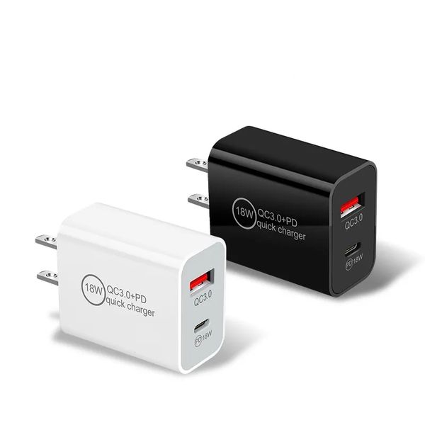 PD 2.4A USB C Carregador de parede QC3.0 Tipo-C Adaptador de carregador CA de carga rápida para iPhone 14 15 Samsung S24 Phone