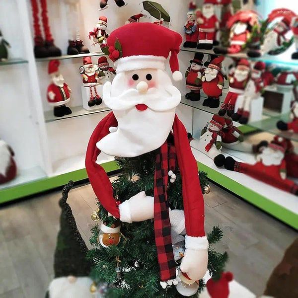 Decorazioni natalizie Topper per albero di Babbo Natale Decorativo Cartoon Braccio lungo Claus Pupazzo di neve Riutilizzabile Decorazione natalizia Forniture per feste