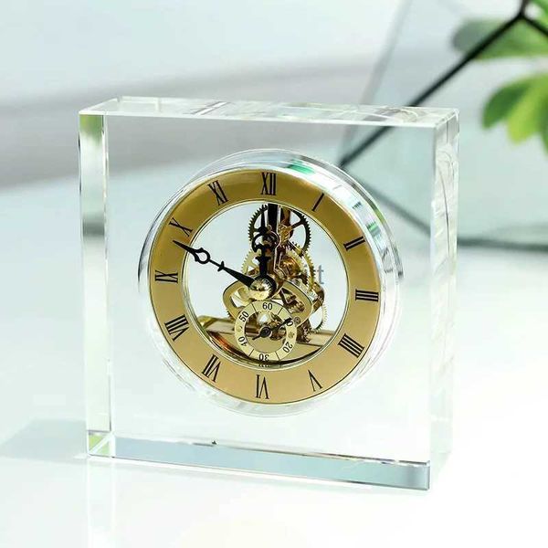 Desk Table Clocks Meubles nordiques Machine à cristal horloge de bureau salon moderne Simple horloges de Table européennes accessoires de décoration de Table YQ240118