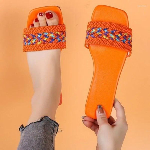 Pantofole da donna per la casa Scarpe firmate di lusso Sandali casual quadrati estivi Tacchi con plateau coreani per scivoli da donna
