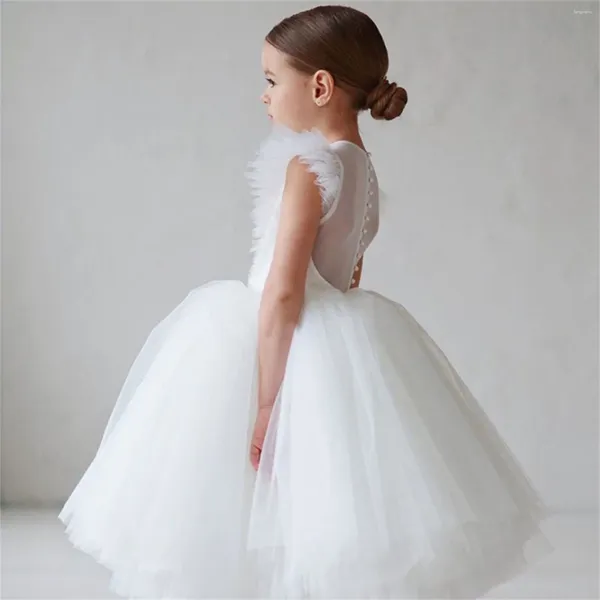 Abiti da ragazza Ragazze Strati di torta bianca Maniche lunghe per bambini Elegante festa di matrimonio Compleanno Tutu Abiti da principessa Abiti da sera formali