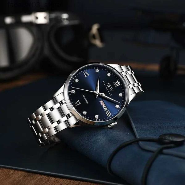Другие часы Модные синие мужские механические сапфировые часы люксового бренда I W с двойным календарем, автоматические, Япония, водонепроницаемые, Relogio Q240118
