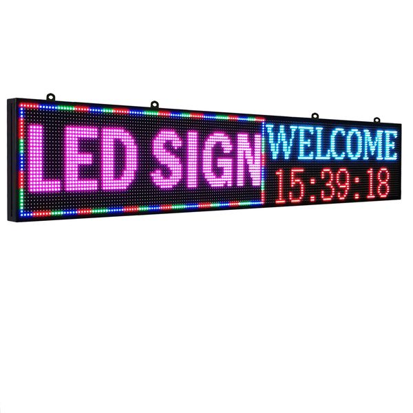 PH10 mm 77 x 14 Zoll WiFi-LED-Schild für den Innenbereich, programmierbares LED-Schild, vollfarbiges, scrollbares LED-Display mit hoher Helligkeit