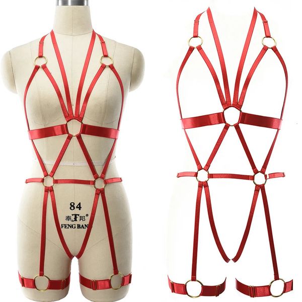 Красный боди отрегулировать бюстгальтер с подвязками для ног женское сексуальное женское белье панк-готический костюм 240118