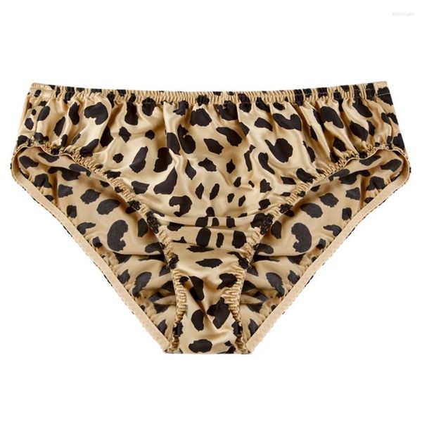 Cuecas femininas leopardo impresso calcinha convexa bolsa de cintura baixa plissado tangas briefs roupa interior sissy gays roupas