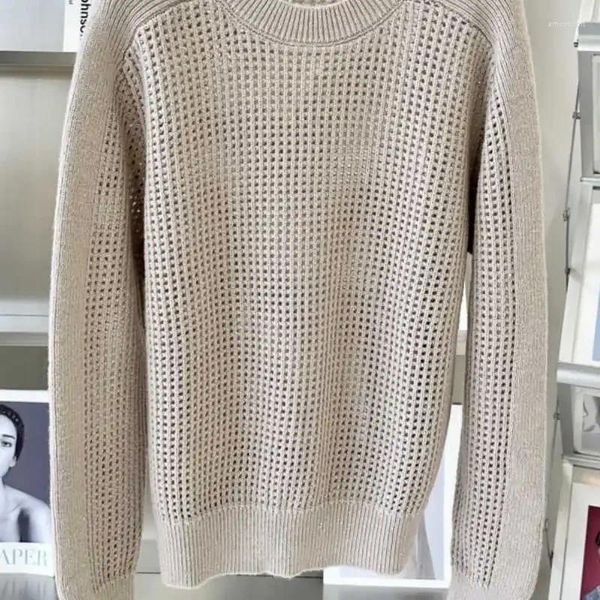 Maglioni da donna 2024 Autunno e inverno misto lana cashmere scavato paillettes con manica rotatore girocollo maglione lavorato a maglia donna