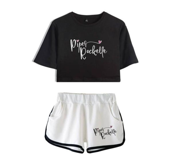 Piper Rockelle Merch Zweiteiliges Set Damen Piper Rockelle Shorts mit coolem Print Sommershorts mit weicher elastischer Taille 2206279184195