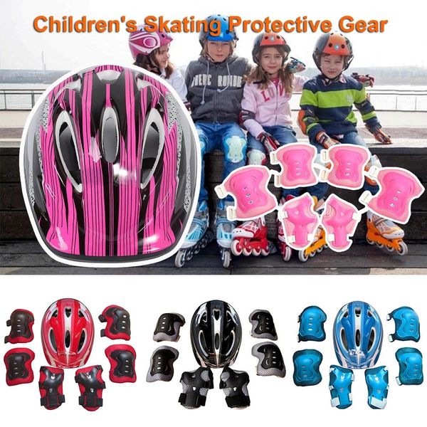 Шестерни, 7 шт./компл., детский защитный шлем для мальчиков и девочек, защита наколенников, налокотники, детский велосипедный шлем, велосипедный шлем, защита, защита, 7 шт./компл.