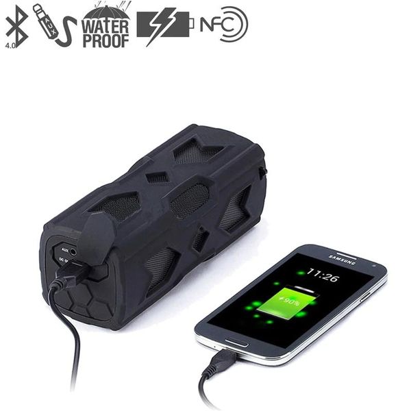 Altoparlanti Altoparlante Bluetooth impermeabile Lettore musicale stereo 3D antiurto wireless Scatola subwoofer con microfono NFC 1800mAh Power Bank Riproduzione AUX