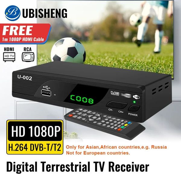UBISHENG H.264 DVBT2 Ricevitore TV Digitale Terrestre 1080P T2 Set Top Box Digitale FTA Decoder TV Supporto PVR EPG Sintonizzatore TV WiFi