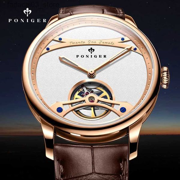 Altri orologi Svizzera Luxury Brand PONIGER Giappone Meccanico automatico Mens es Zaffiro Scheletro Volano 50M Orologio impermeabile P819 Q240118