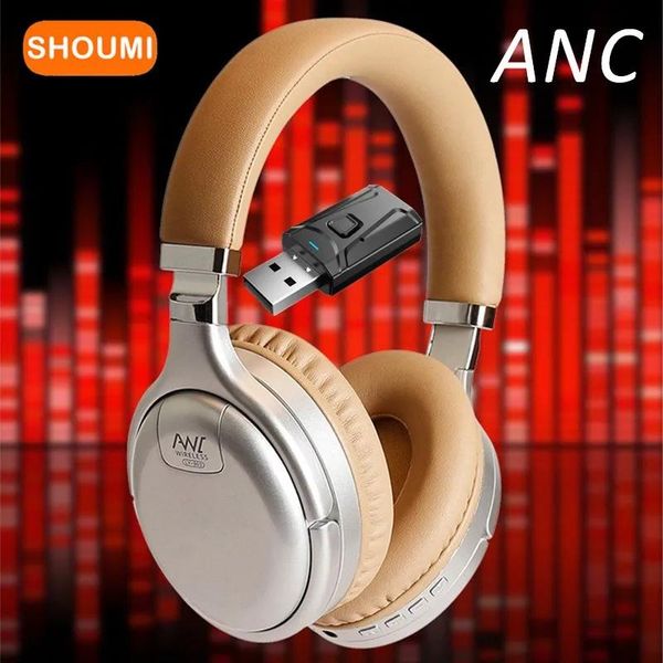 Kopfhörer mit aktiver Geräuschunterdrückung, ANC, Bluetooth-Helm-Headsets mit 3,5-Zoll-USB-TV-Adapter, Bass, kabelloser großer Kopfhörer für Xiaomi TV