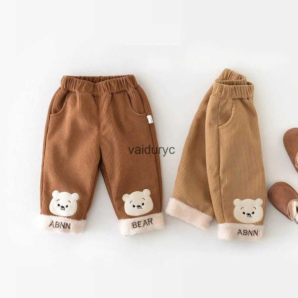 Hosen 2023 Winter Neue Baby Cord Warme Lose Säugling Plus Samt Dicke Casual Hosen Jungen Mädchen Nette Bär Fleece Harem pantsvaiduryc