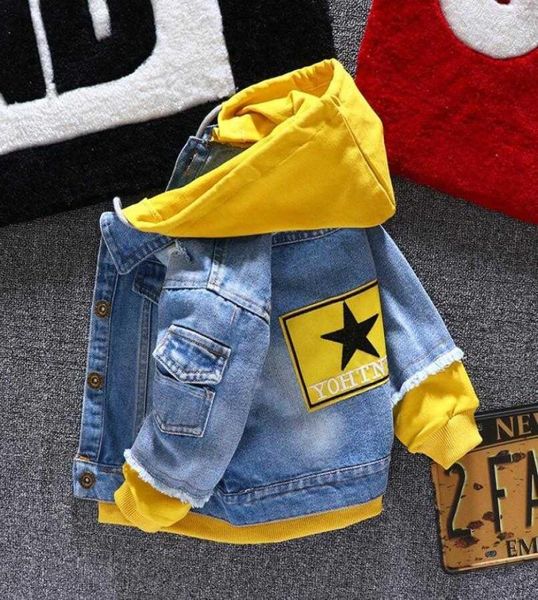 Junge Mädchen Denim Jacken Kinder Jeans Mantel Kinder Splice Oberbekleidung Kleidung Frühling Herbst Junge mit Kapuze Sport Kleidung für 16T Kinder F124715211