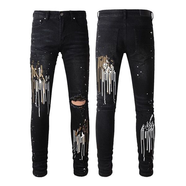 Designer roxo jeans para mulheres jeans empilhados senhora mulheres denim lágrima angustiado rasgado motociclista azul meninas magro lápis jeans slim fit motocicleta moda hip hop buraco