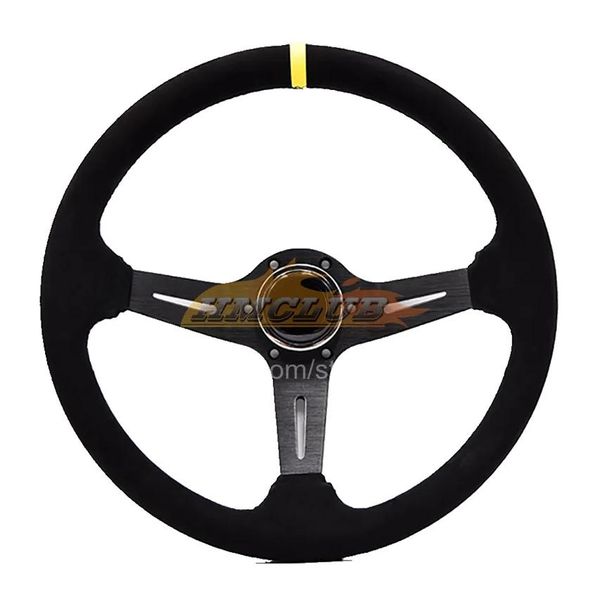 Volante per auto 2022 universale 350 mm 14 pollici ruote da corsa in pelle scamosciata / pvc mais profondo alla deriva auto sportive modifica clacson Butto Dhmyf