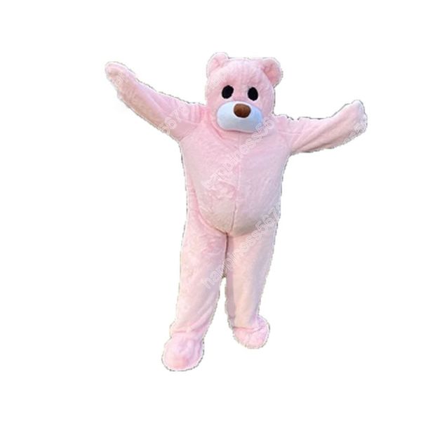 Costumi della mascotte dell'orsacchiotto rosa Costume da personaggio dei cartoni animati Vestito da carnevale per adulti. Abiti da carnevale per feste di Natale di Halloween