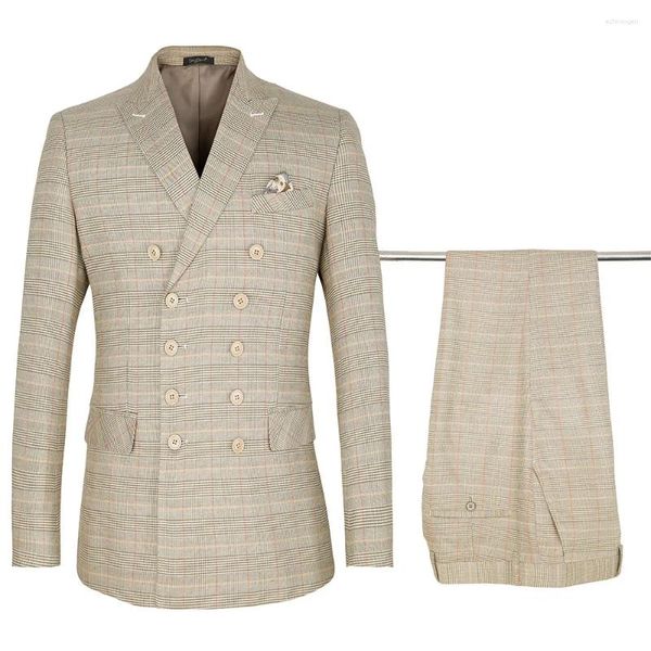 Ternos masculinos de alta qualidade (calças blazer) estilo britânico trespassado simples negócios elegante moda terno de casamento de duas peças